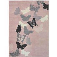 Homemaker Mestro Butterfly Grey Pink 160X230Cm Rug, Pink