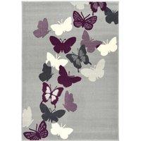 Homemaker Mestro Butterfly Purple 120X170Cm Rug, Grey