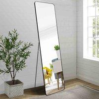 Livingandhome Modern Rectangular Metal Floor Mirror - Black, Black