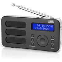 August Portable Digital Radio Dab Rechargeable With 40 Presets Dual Alarm Clock Mb225 black , Black