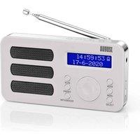 August Portable Digital Radio Dab Rechargeable With 40 Presets Dual Alarm Clock Mb225 white , White