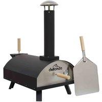 Dellonda Portable Wood-Fired 14" Pizza Oven and Smoking Oven, Black/Stainless Steel - DG10, Black