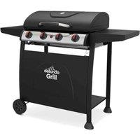 Dellonda 4 Burner Gas BBQ Grill w/ Piezo Ignition, Built-In Thermometer, Black/Stainless Steel - DG15, Black