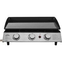 Dellonda 3 Burner Portable Gas Plancha 7.5kW BBQ Griddle, Stainless Steel - DG22, Black