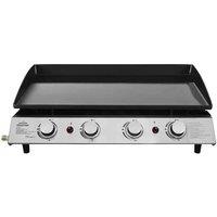 Dellonda 4 Burner Portable Gas Plancha 10kW BBQ Griddle, Stainless Steel - DG23, Black