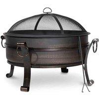 Dellonda 30" Deluxe 2-in-1 Outdoor Fire Pit & Coffee Table, Antique Bronze Effect - DG42, Brown