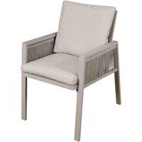 Dellonda Fusion Garden/Patio Aluminium Dining Chair w/ Armrests, Set of 4, Light Grey - DG50, Grey