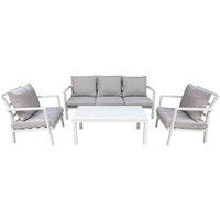 Dellonda Kyoto 4pc Aluminium Outdoor Sofa Set, White - DG52, White