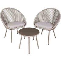 Dellonda Como 3 Piece Steel Bistro Set w/ Tempered Glass Top, Grey - DG55, Grey