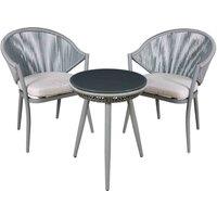 Dellonda Echo 3 Piece Aluminium Balcony Set w/ Tempered Glass Top, Grey - DG58, Grey