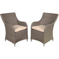 Dellonda Chester Rattan Wicker Garden Dining Chairs w/ Cushions, Brown - DG64, Brown