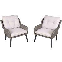 Dellonda Buxton Rattan Wicker Outdoor Lounge Chairs w/ Cushion, Grey - DG79, Grey