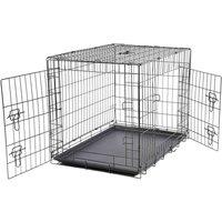 Bunty Metal Dog Crate Bed Portable Carrier Basket - Medium, Black