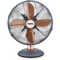Tower Cavaletto 12'' Metal Desk Fan, Grey
