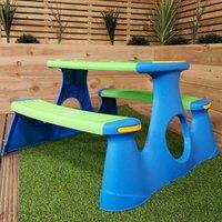 Samuel Alexander 48cm Kids Outdoor Garden Patio Plastic Picnic Table and Bench, Green