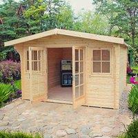 Shire Clipstone 12 ft x 12 ft Log Cabin, Brown