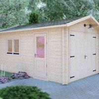Shire Log Cabin Apex Garage 44 mm 10 G x 17 ft, Brown