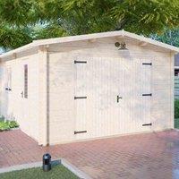 Shire Log Cabin Apex Garage 44 mm 12 G x 18 ft, Brown