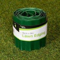 Samuel Alexander 15cm x 9m Large Plastic Corrugated Lawn Garden Edging Border in Green, Green