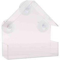 Samuel Alexander 15cm Clear Plastic Glass Window Garden Wild Bird Seed Nut Feeder w/ Suction Cups, White