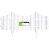 Samuel Alexander 33cm 4pc Set White Wood Effect Picket Fence Garden Edging, White
