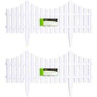 Samuel Alexander 2 x 33cm 4pc Set White Wood Effect Picket Fence Garden Edging, White