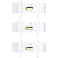 Samuel Alexander 3 x 33cm 4pc Set White Wood Effect Picket Fence Garden Edging, White