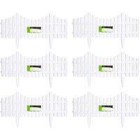 Samuel Alexander 6 x 33cm 4pc Set White Wood Effect Picket Fence Garden Edging, White
