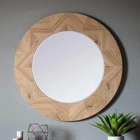 Gallery Direct Mackney Round Mirror 900Mm, Brown
