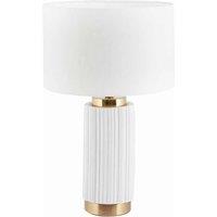 Pacific Ionic White Textured Ceramic And Gold Metal Table Lamp, White