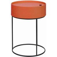 Pacific Hugo Tobacco Wood Veneer And Black Metal Storage Table, Orange