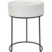 Pacific Hugo White Wood Veneer And Black Metal Storage Table, White
