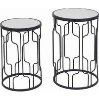 Pacific Caprisse S 2 Mirrored Glass And Graphite Metal Side Tables, Black