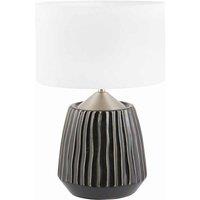 Pacific Artemis Black Textured Ceramic And Brushed Silver Table Lamp, Grey
