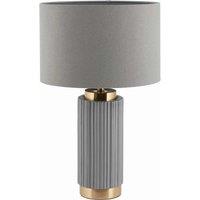 Pacific Ionic Grey Textured Ceramic And Gold Metal Table Lamp, Grey