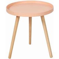 Pacific Halston Apricot Wood Veneer And Natural Pine Wood Side Table, Orange