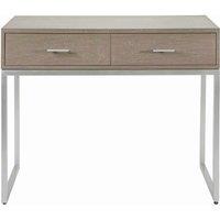 Pacific Ambroso Grey Wash Mango Wood And Silver Metal 2 Drawer Dressing Table, Silver