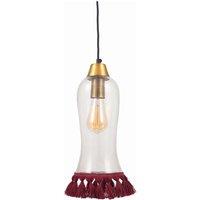 Pacific Dita Clear Organic Glass And Red Tassel Pendant, Red