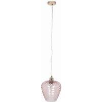 Pacific Almada Textured Rose Coloured Glass Electrified Pendant, Pink