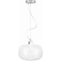 Pacific Azores Clear Textured Glass Oval Pendant, Clear