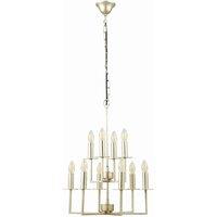 Pacific Giry Antique Silver Leaf Metal Multii Arm Chandelier Pendant, Silver