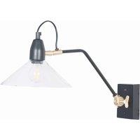 Pacific Lifestyle Canton Matt Black Metal And Glass Cone Wall Light, Black