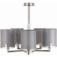 Pacific Midland Brushed Nickel And Grey Marble Effect 5 Arm Pendant, Grey