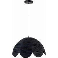 Pacific Petal Scalloped Black Raffia Pendant, Black