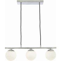 Pacific Asterope 3 White Orb And Shiny Chrome Metal Pendant, White