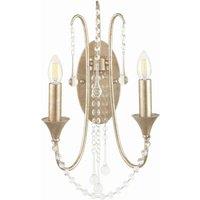 Pacific Belle Antique Silver Leaf Metal And Beaded 2 Light Wall Light, Silver