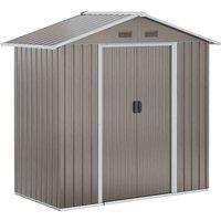 Outsunny 6.5X3.5Ft Metal Garden Shed Outdoor Storage Grey, Grey