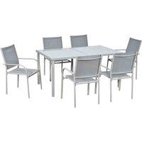 Outsunny 7 Piece Garden Dining Set - Grey, Grey