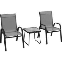Outsunny 3Pcs Bistro Set With Breathable Mesh - Light Grey, Grey