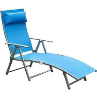Outsunny Sun Lounger Recliner Foldable 7 Levels Blue, Blue